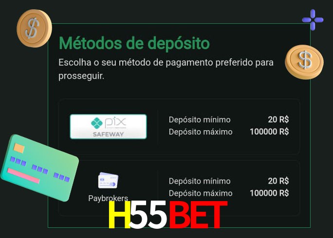 O cassino H55Bet oferece uma grande variedade de métodos de pagamento